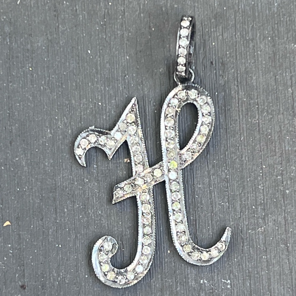 Diamond H initial pendant